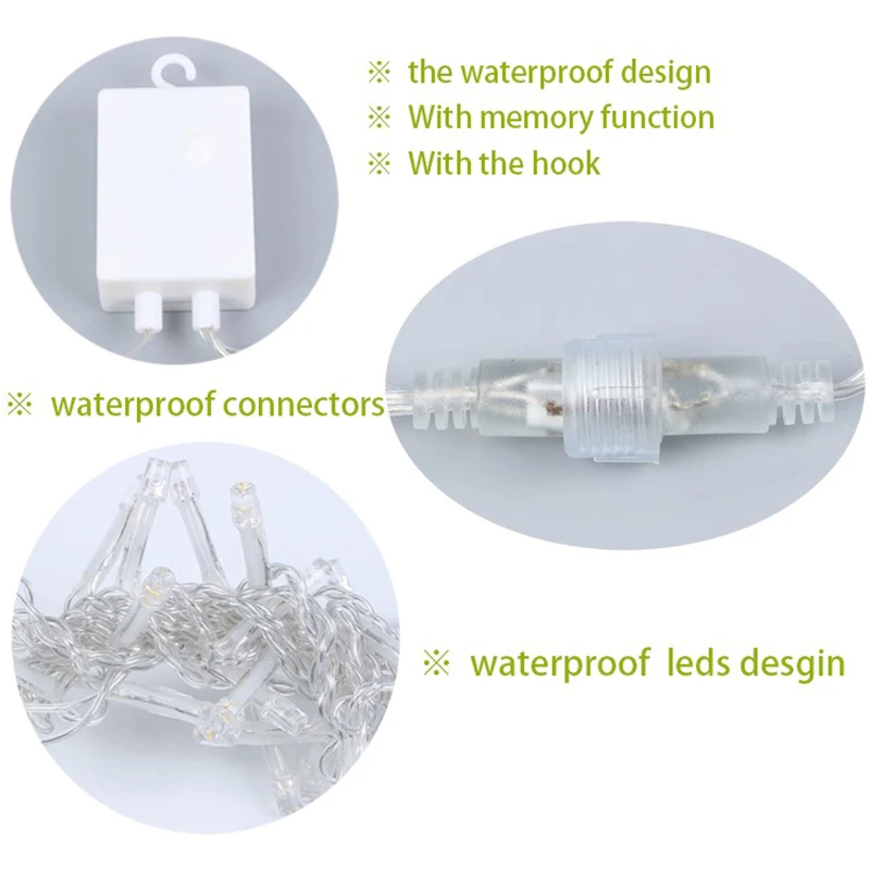 3X3M Led Icicle String Lights Christmas Fairy Garland Outdoor Home For Wedding/Curtain/Garden Decoration EU Plug | Лампы и освещение