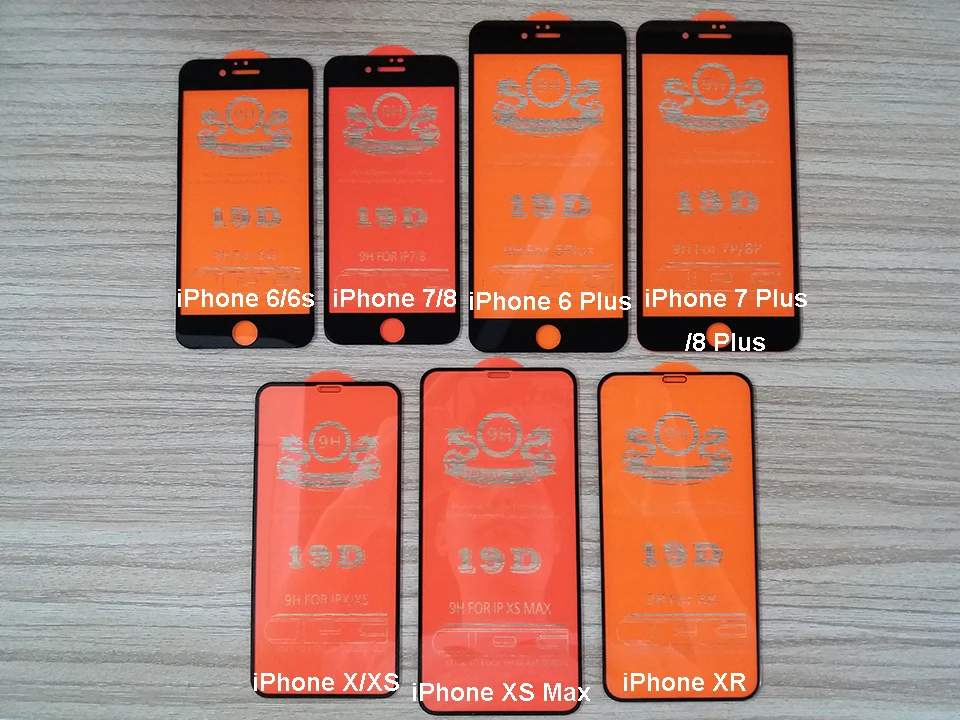 19D полностью покрывающее изогнутое закаленное Стекло для iPhone 7 8 6 6s плюс с уровнем твердости 9H Экран из закаленного стекла для iPhone X XS Max XR защитный Стекло