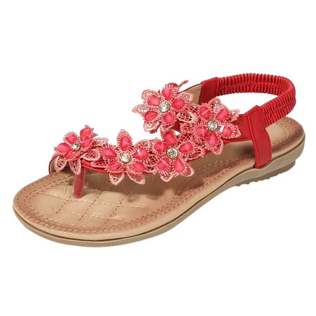 Сандалии SAGACE женские с цветами Пляжная удобная обувь в богемном стиле на плоской