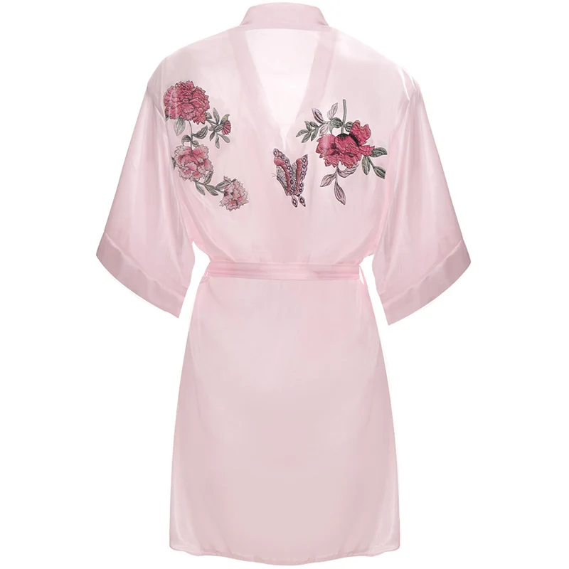 Fashion Rayon Silk Night Robes Embroider Dressing Gown or Sleep Wear Lingerie for Ladies Girls Bridesmaid Bathrobe | Женская одежда