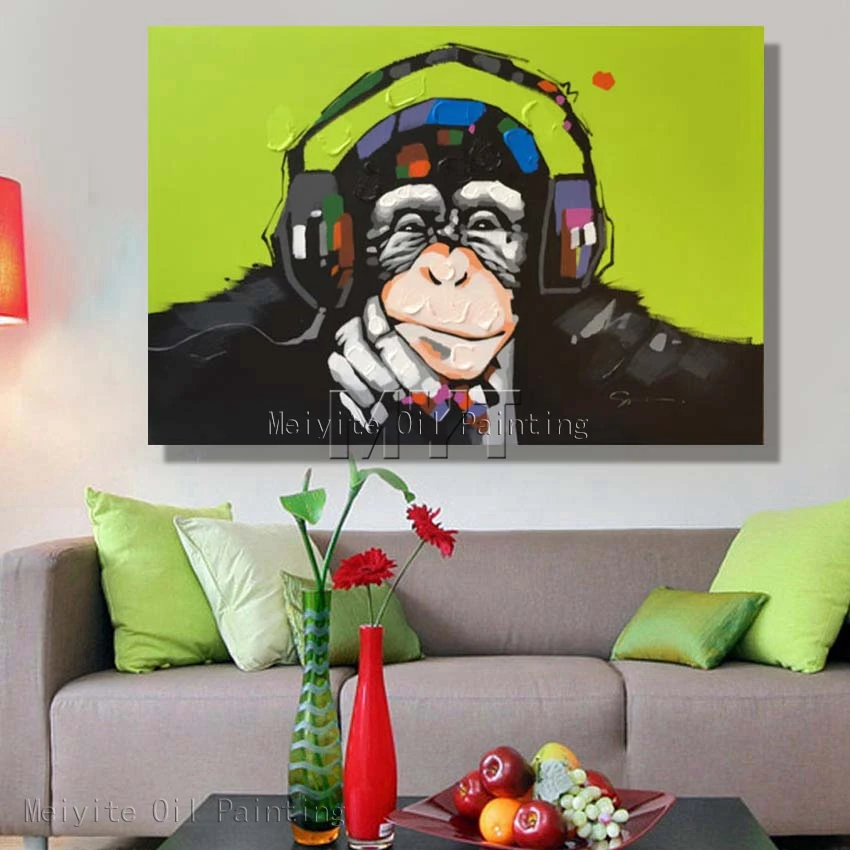 

Monkey Wall Paintings Modern Animal Oil Painting Wall Art Home Decoration For Living Room With Framed Painting Canvas Art