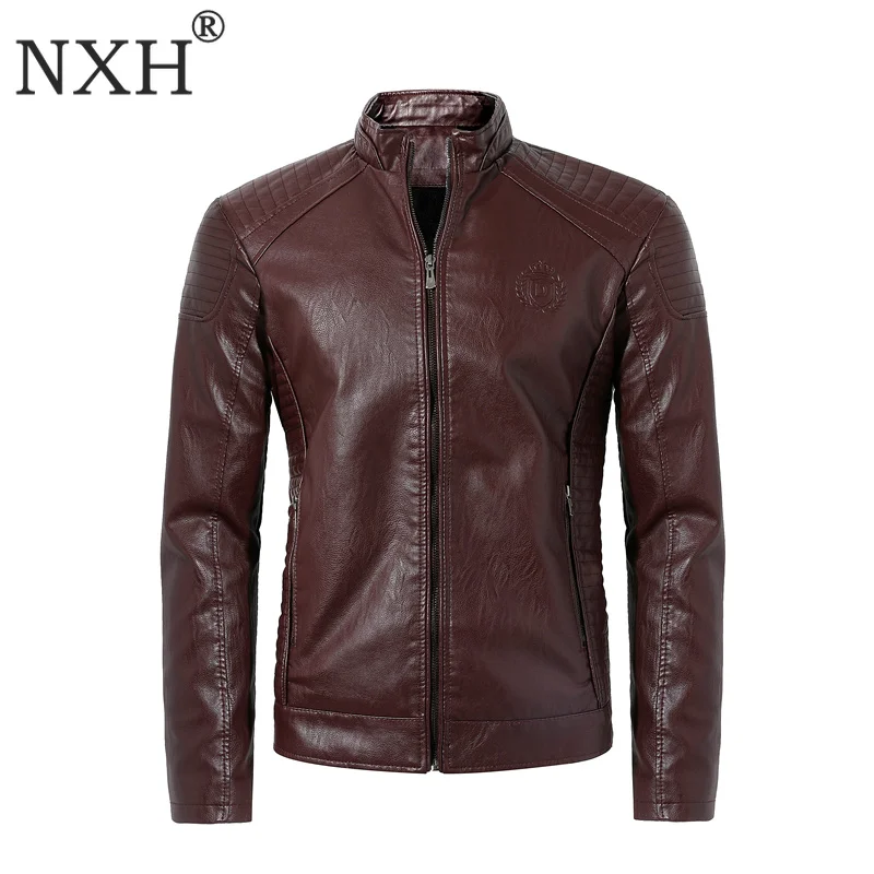 NXH 2019 PU гонщик куртка Для мужчин искусственная кожа jacets с мехом мотоциклетные Jaket