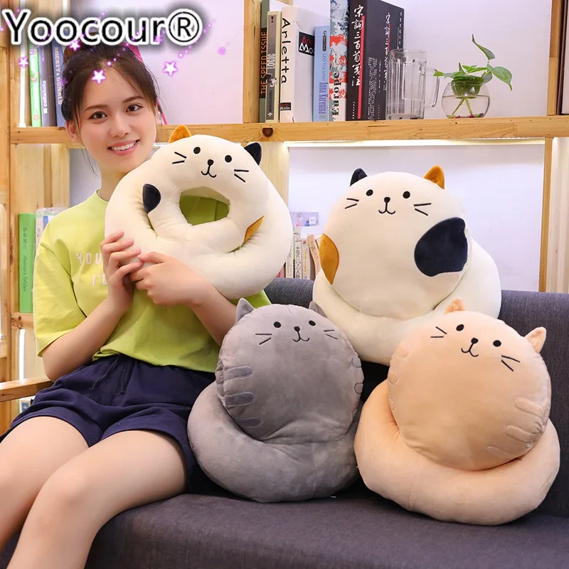 

35cm Kawaii Expression Cat Plush Nap Pillow Kawaii Plush Cat Toys Kids Gift Doll Lovely Animal Toys 3 Colors Car Cushion