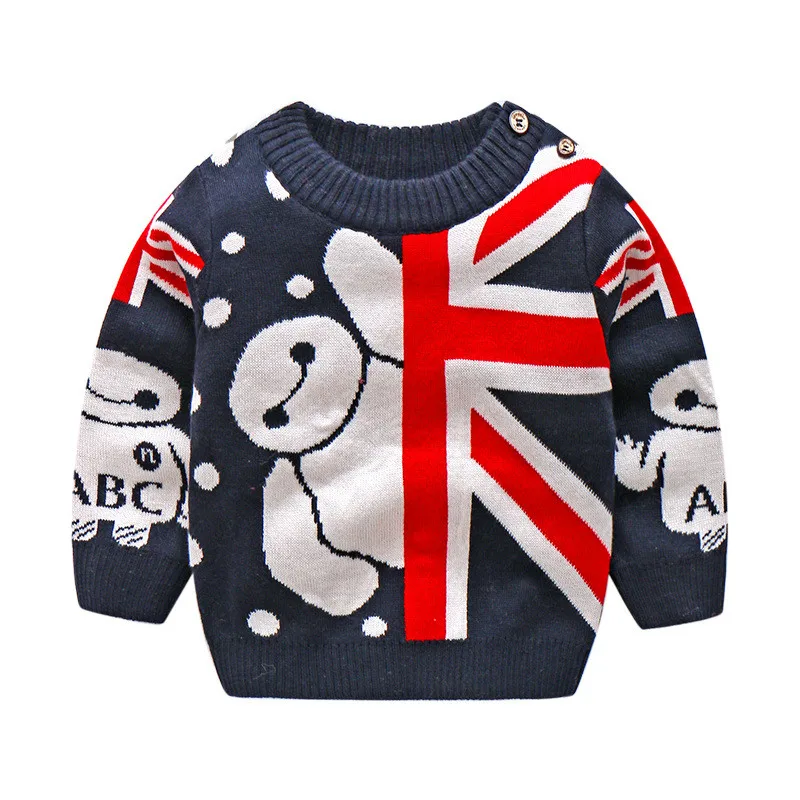 Новинка 2018 г. Весенний свитер с рисунком для маленьких мальчиков одежда детей