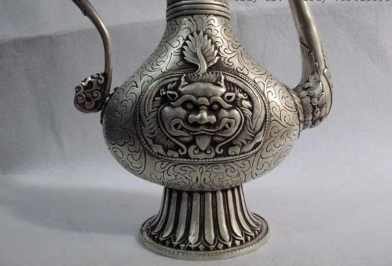 13 тибетская классика бронзовая Серебристая собака rosefinch Dragon flagon stoup | Дом и сад