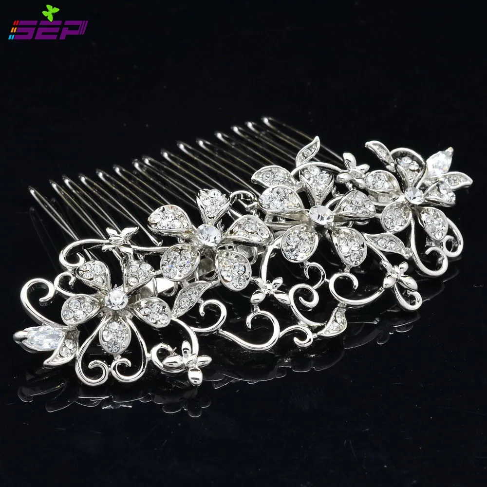 Серебряный горный хрусталь кристалл шпильки вуаль гребень для волос женщин