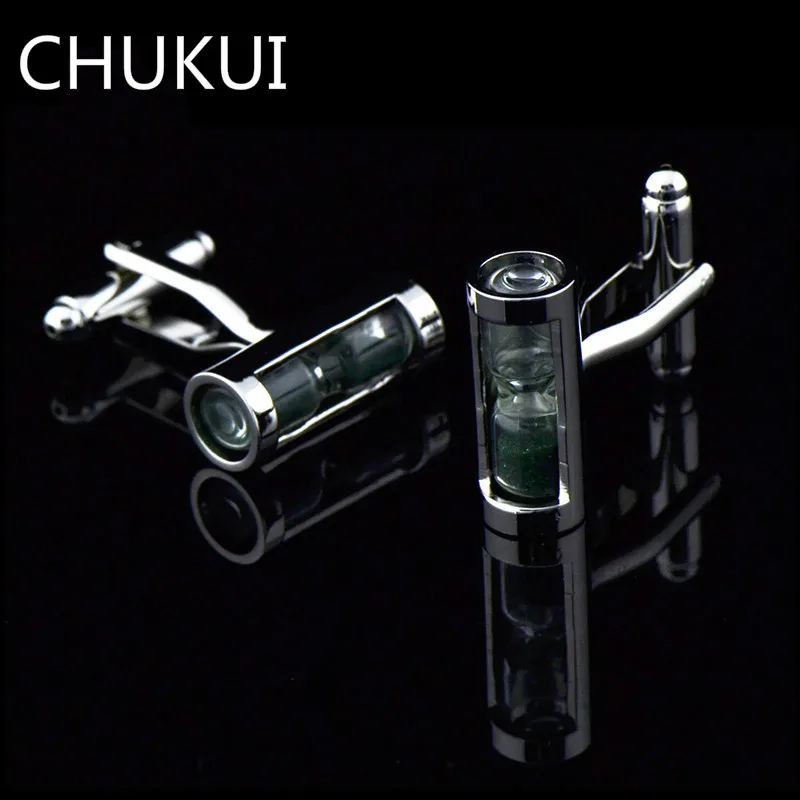 CHUKUI 2019 новые дизайнерские запонки мужские s для рубашки зеленый песок форма часов