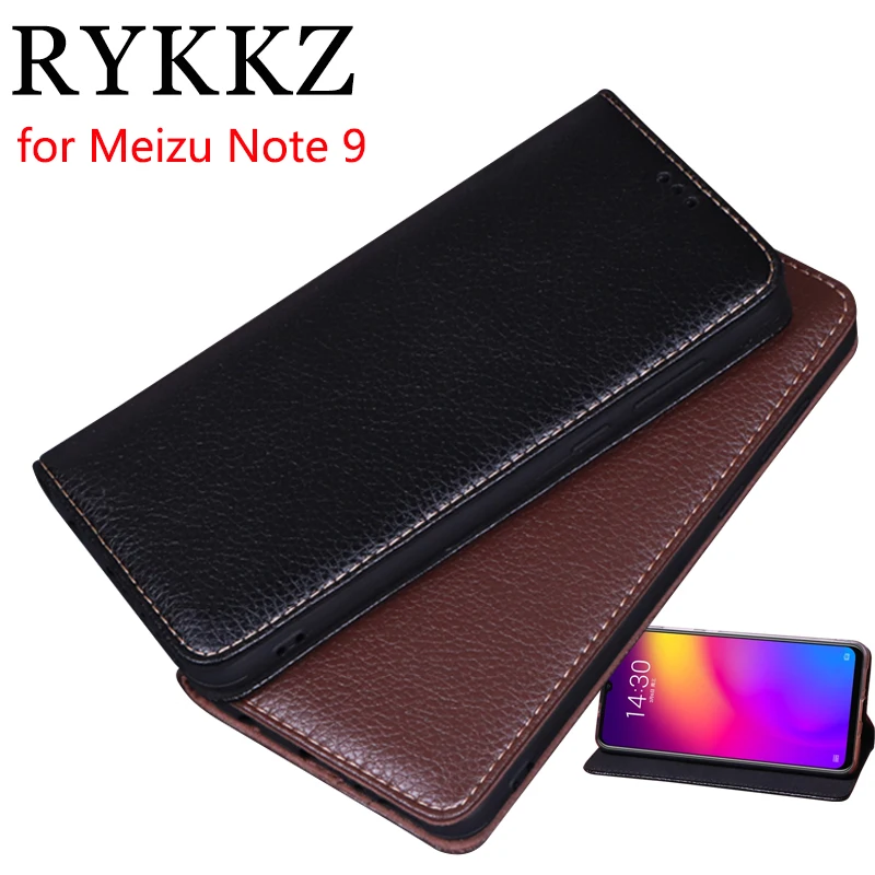 Роскошный кожаный магнитный флип чехол RYKKZ для Meizu Note 9 6 2 дюйма подставка