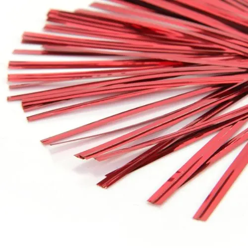 YDSC Practical 100 Pcs Red Metallic Twist Ties for Cello Candy Bags Party 8cm | Дом и сад
