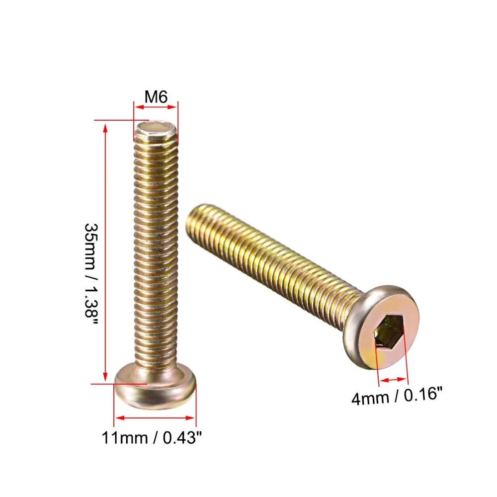 Uxcell 20 штук мебель болт гайка оцинкованная M6x25mm M6x35mm M6x30mm болты с шестигранной головкой M6 Шестигранная езды с полукруглой головкой
