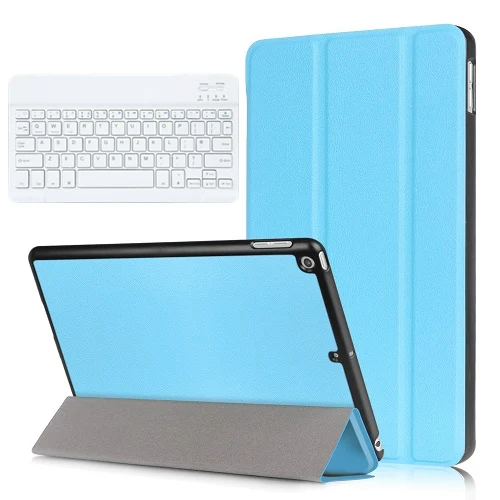 Sky Blue Kemile для нового iPad 9,7 дюймов Чехол Ультра тонкий умный чехол Trifold стенд с функцией автоматического сна/пробуждения с " Белая клавиатура - Цвет: Sky Blue
