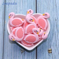 joepada 10pcslot silicone beads pink swan flamingo shape making baby teething necklace accessories nursing toy baby teether