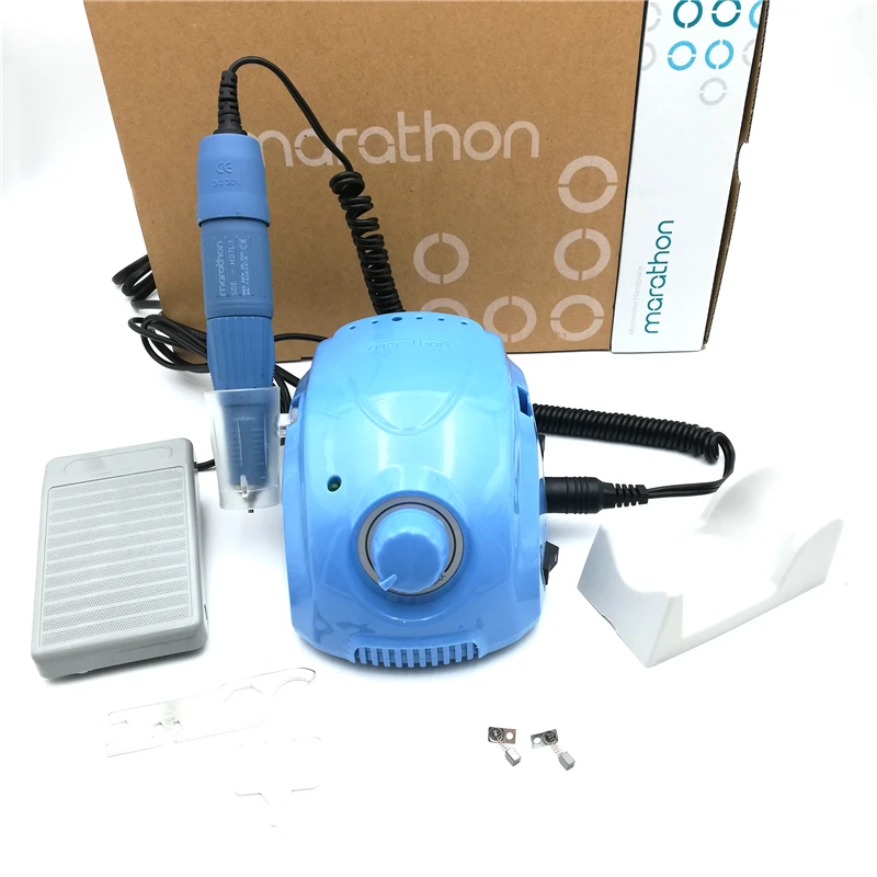 STRONG Blue MARATHON Champion-3+H37L1 Handle 35K Electric Nail Drill STRONG 210 Micro Motor Grinding Machine For Nail Art Tools