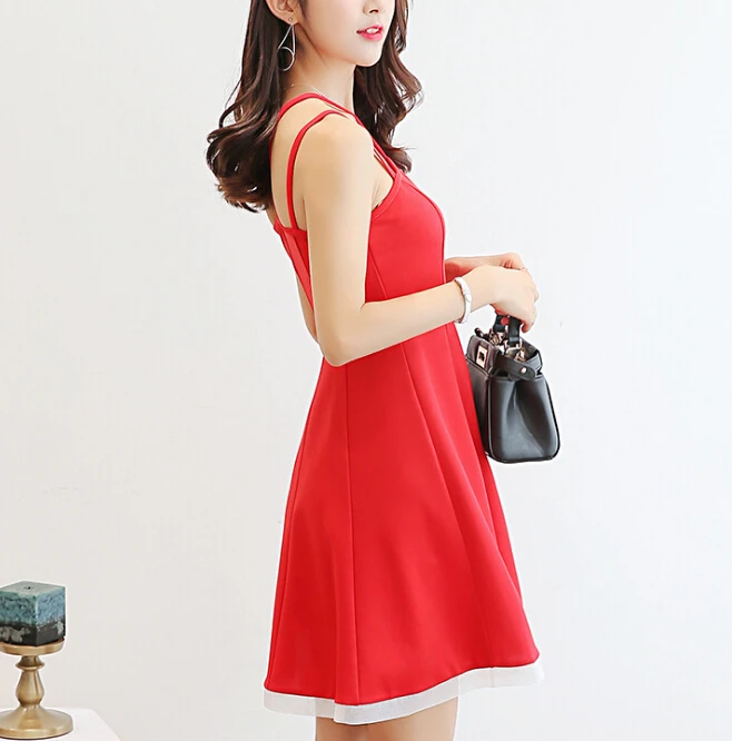 Женское платье без рукавов на бретелях спагетти с вырезом лодочкой|sexy dress summer|dress