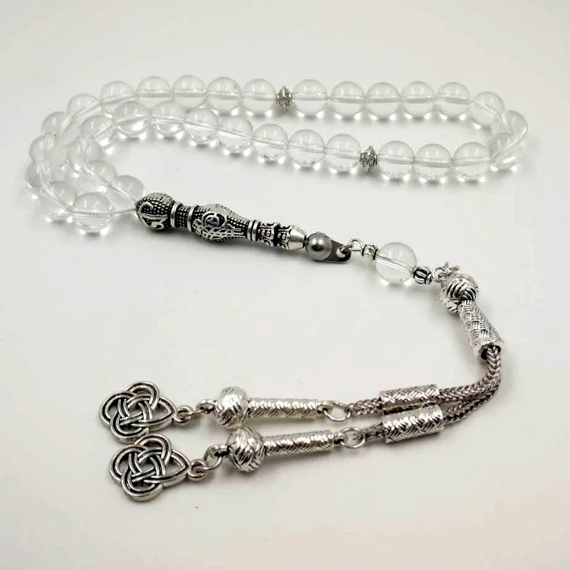 Белый прозрачный браслет tasbih с кристаллами размер 33 мусульманский роскошный