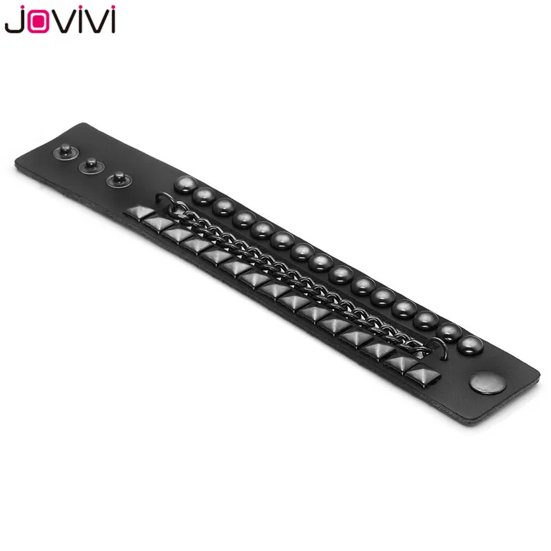 Jovivi 1 шт. широкий браслет из натуральной кожи с шипами заклепками Байкерский