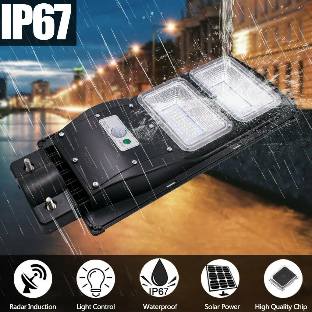 LED Solar Lamp Wall Street Light 30/60W/90W Rada r Induction Outdoor Timing Lamp+Remote Waterproof Security Lamp for Garden Yard