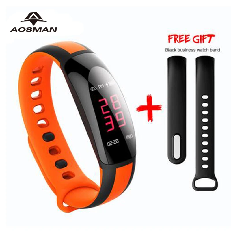 Aosman Бесплатная лентой Новый Спорт Smart Watch измерять кровяное давление пульсометр
