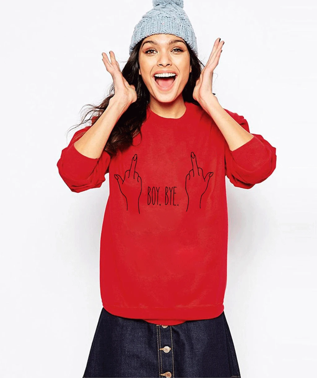 

Hip Hop Hoodies Adult BOY BYE Letters Printed Women Sweatshirt 2019 Spring Autumn Fleece Quality Cool Hoodie Streetwear For Lady