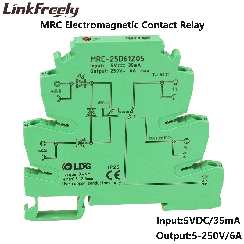 MRC-25D61Z05 10 шт 5V DC умный светодиодный программируемый PLC модуль реле доска 6A 250VAC/DC выход СВЕТОДИОДНЫЙ катушки реле напряжения Din Rail