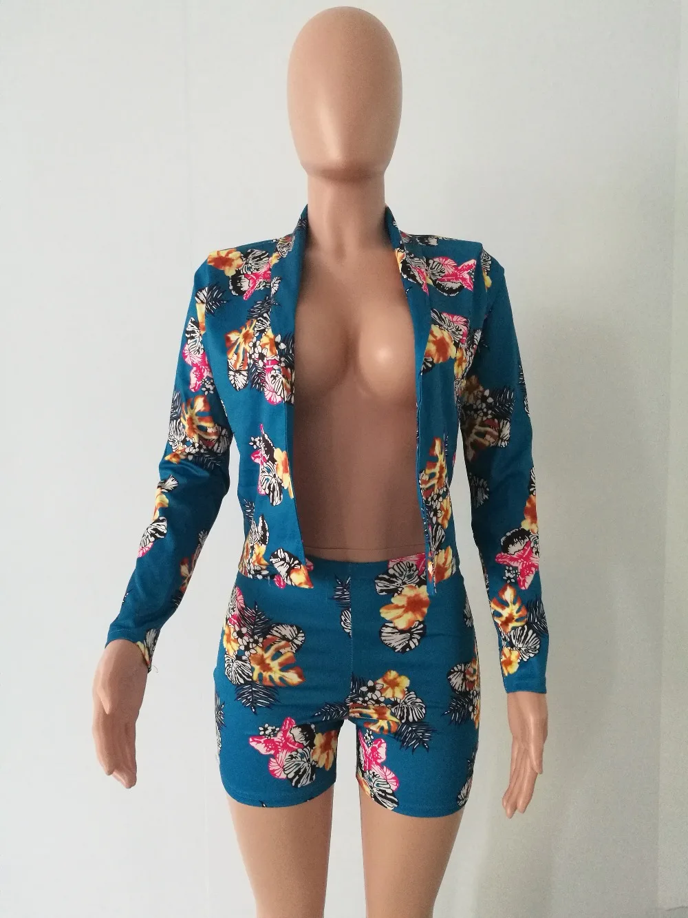 2018 women two pieces shorts set Spring Autumn long sleeve print Western outfits elastic waist girls suit sets QM-TE3112 | Женская