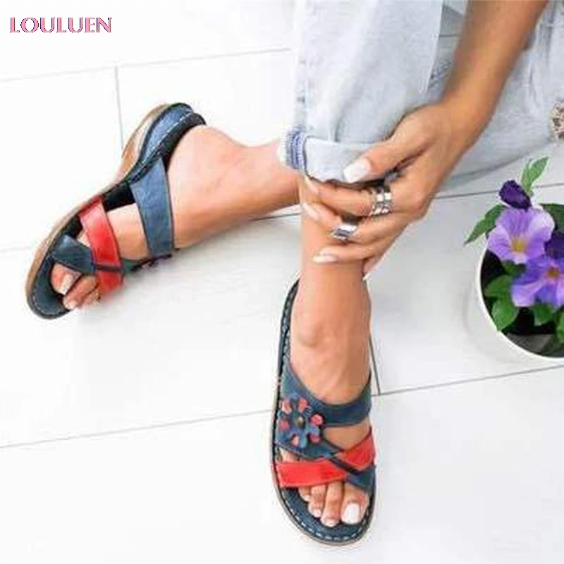 LOULUEN/ г. Босоножки новые женские удобные босоножки на платформе летняя обувь для путешествий модные пляжные сандалии размера плюс 35-43, дропшиппинг#0530