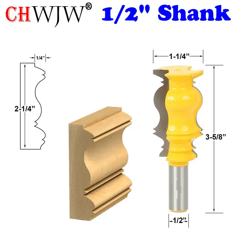 

1pc 1/2" Shank Crown Molding Router Bit Line knife Woodworking cutter Tenon Cutter for Woodworking Tools