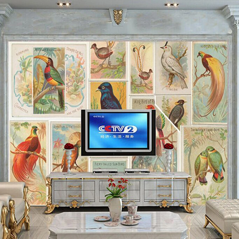 Обои на заказ 3d настенная большая европейская ручная роспись обои птица