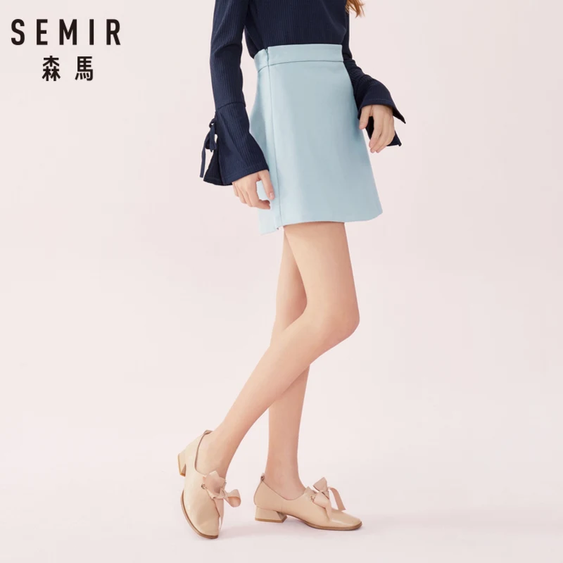 Юбка трапеция SEMIR женская однотонная модная мини юбка из вискозы расклешенная