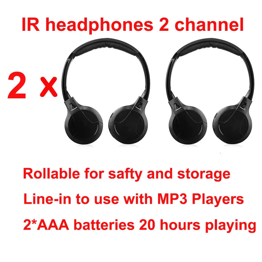 Fones de Ouvido Infravermelho sem Fio com ir para Teto do Carro Estéreo Player Dois Canais Dvd ou
