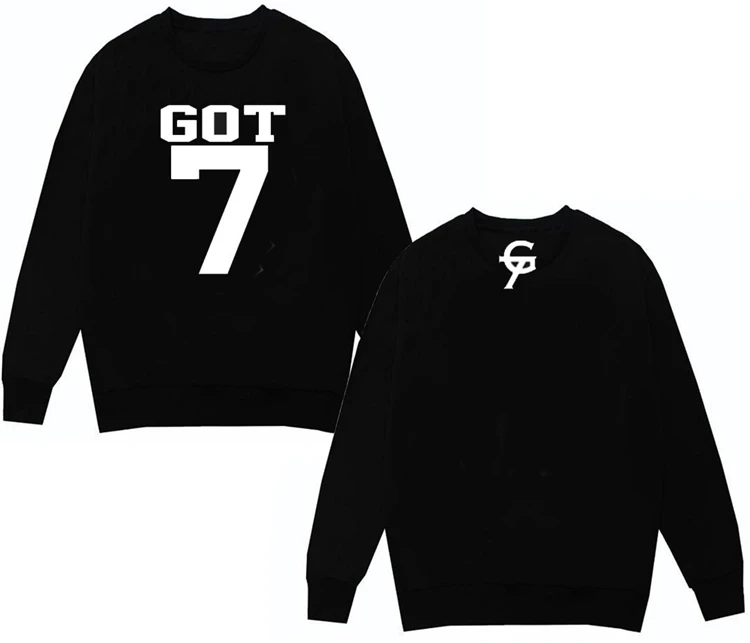 2017 Осень Весна kpop got7 альбом печати Толстовка Повседневная унисекс черный белый с
