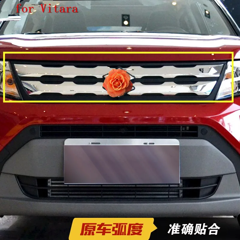 Автомобильный чехол для Suzuki Vitara ABS Хромированная передняя решетка Вокруг отделки гоночных грилей отделка автомобиля Стайлинг Аксессуары