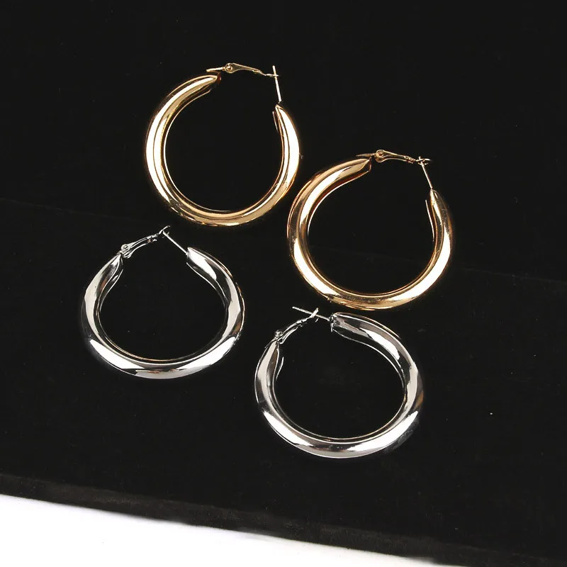 Женские серьги кольца Ahmed золотые/Серебристые с круглыми кристаллами для