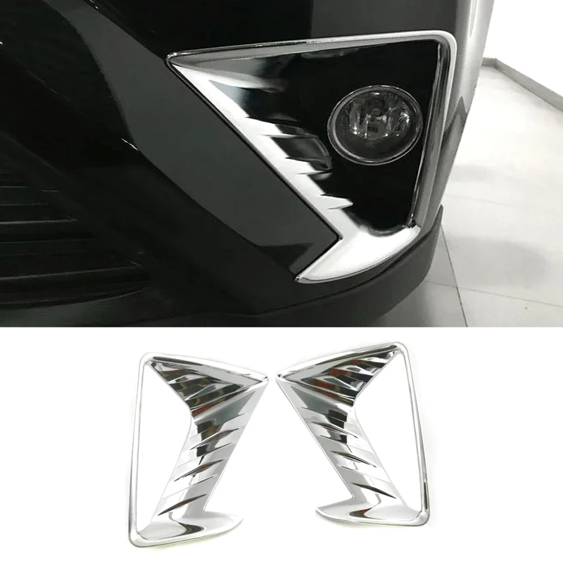 

Car Styling 1 Pair CHROME FRONT FOG LIGHT HEAD LAMP COVER TRIM BEZEL For TOYOTA RAV4 2016 2017 Decorative Accessories