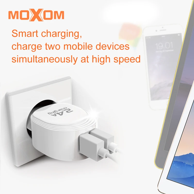 Зарядное устройство MOXOM зарядное USB адаптер EU настенное для путешествий