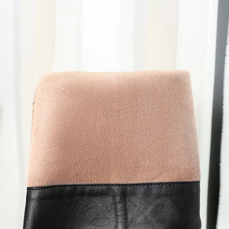 

MLJUESE 2018 women knee high boots cow leather winter boots zippers short plush red color high boots size 34-43 patent leather