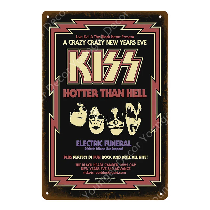Музыкальная рок винтажные металлические знаки плакат Рок Группы &quotKiss&quot доска