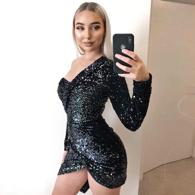 Женское вечернее платье с открытыми плечами INDRESSME элегантное облегающее мини