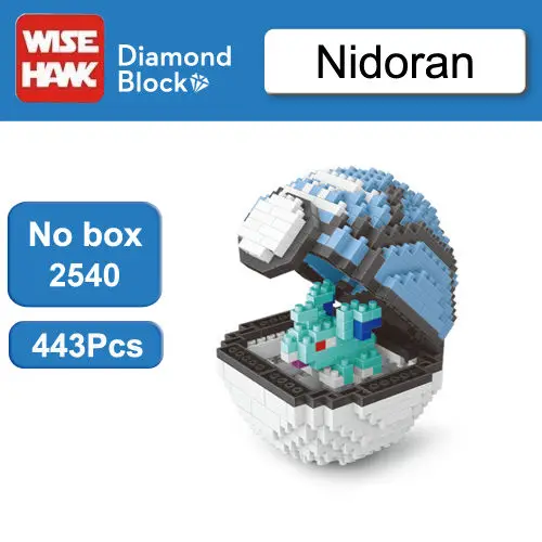 Nidoran no box Wisehawk мяч Go Пикачу чармандер еevee Psyduck фигурки конструкторы модель игрушки аниме мультфильм игрушка подарок для детей - Цвет: Nidoran no box