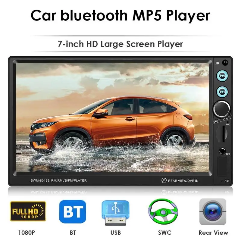 Quanzhi C500 T8013 7 дюймов Автомобильный стерео MP5 плеер Bluetooth FM радио USB AUX с камерой для