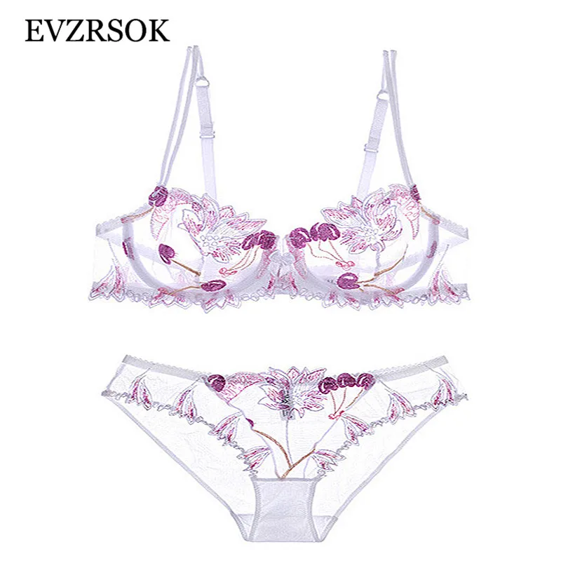 Модный ажурный комплект бюстгальтера и трусиков сексуальный розовый вышитое