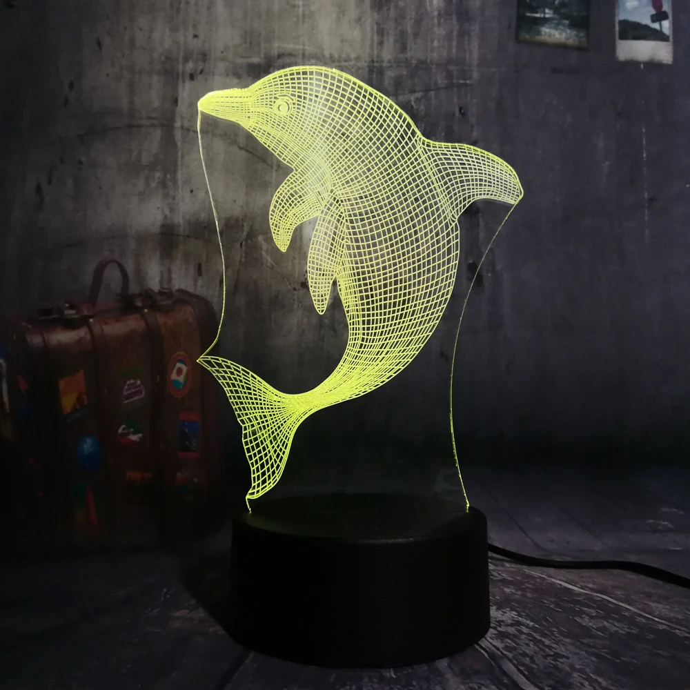 Новая детская Рождественская лампа милый прыгающий Дельфин 3D светодиодный
