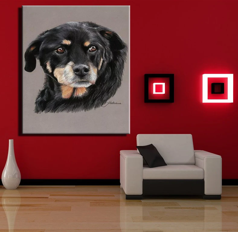 Wall art холст масло одного холста Современные одной декоративной живописи. собака
