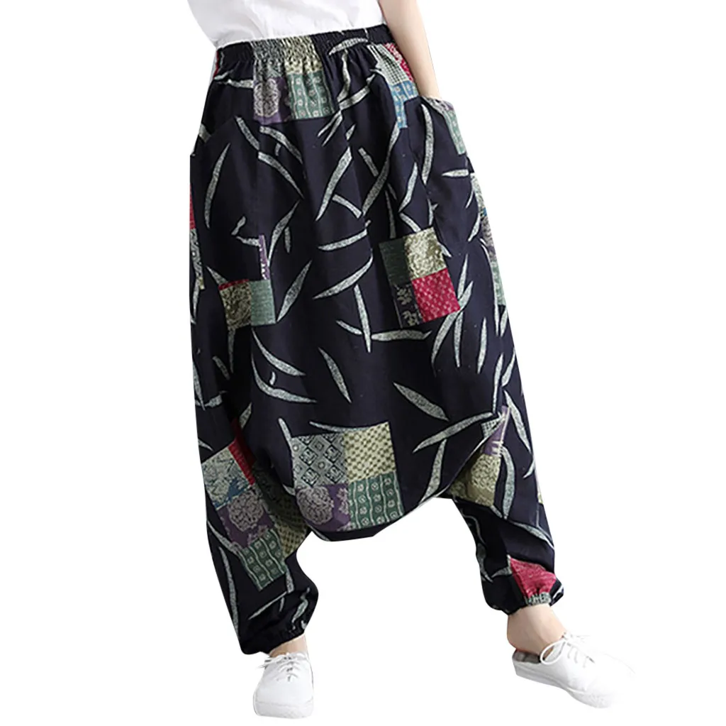 Womail, женские брюки, летняя мода, Boho, хиппи, для девушек, с принтом, свободные штаны, мешковатые брюки, высокая талия, длинные штаны, пляжные,, M531