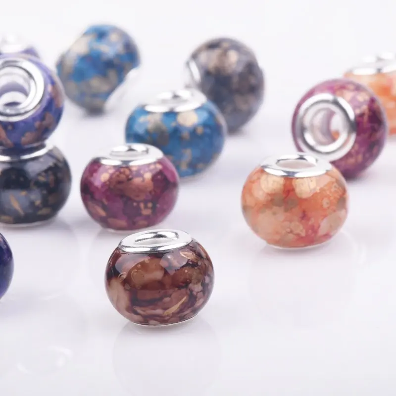 Круглые стеклянные бусины с большим отверстием 10 шт./лот|charm beads|necklace makingbeads fit |