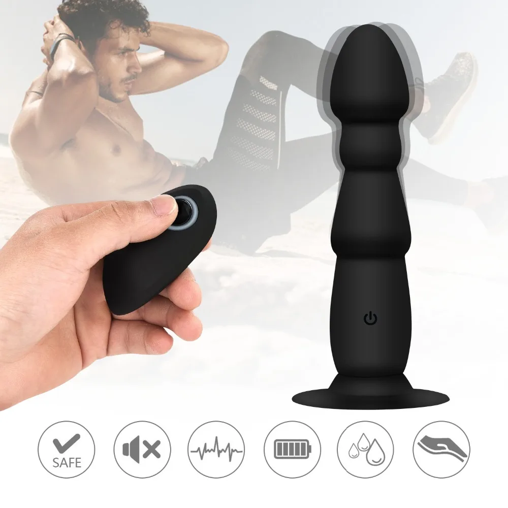 GUIMI Anal Plug Vibrator Wireless Remote Prostate Massager Suction Cup Male Masturbator Dildo Sex Toys for Adults |