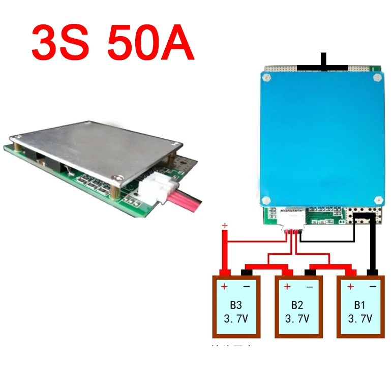 Защитная плата для литий ионных батарей 3S 12 В 100A 50A 24A с балансовой ионной