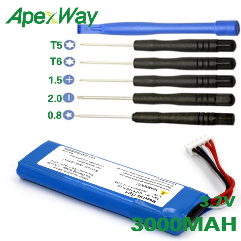 Перезаряжаемая батарея Apexway GSP872693 01 для Flip 4 3 7 в 3000 мАч аккумулятор