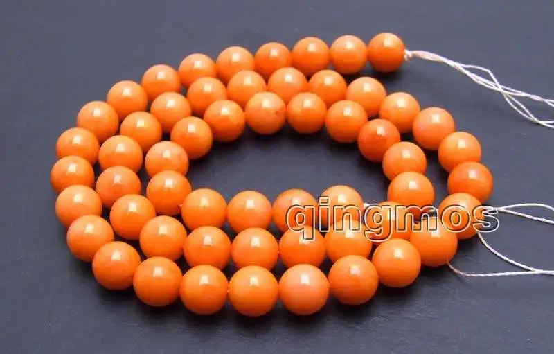 

SALE small 7-8mm Orange round Natural coral Loose Beads strand 15"-los660 wholesale/retail Free shipping