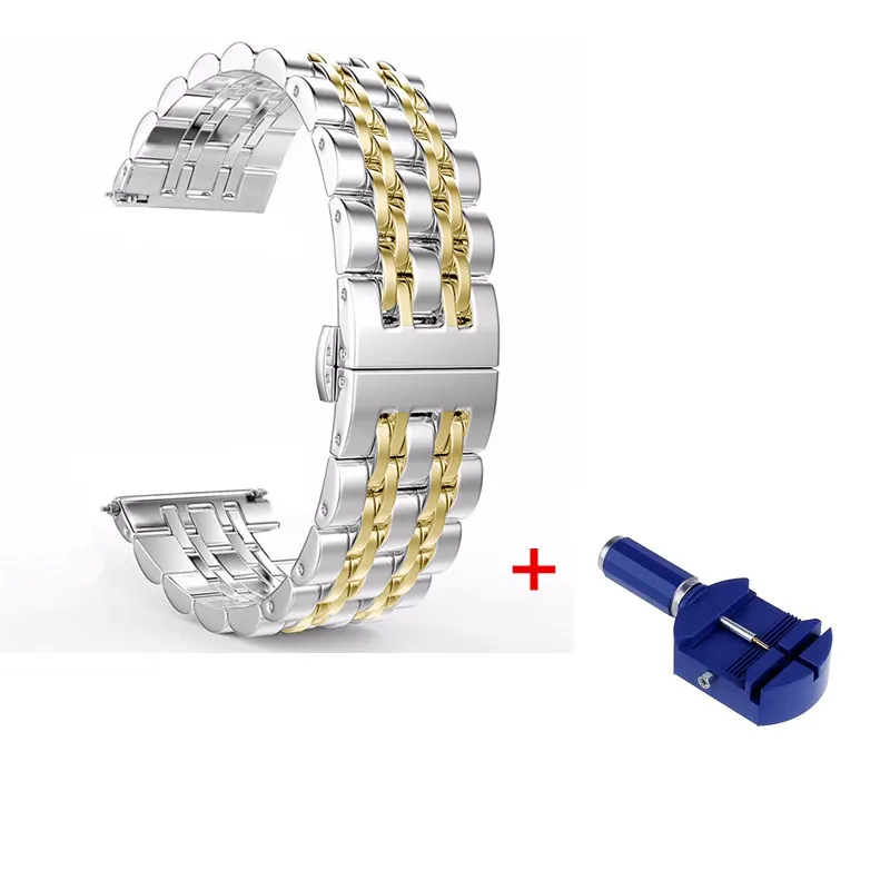 With Band Tool 22 мм 20 мм ремешок для часов из нержавеющей стали для samsung Galaxy Watch 46 мм 42 мм Active gear S3 S2 Classic/Frontier Band для Amazfit Bip - Цвет ремешка: With Band Tool